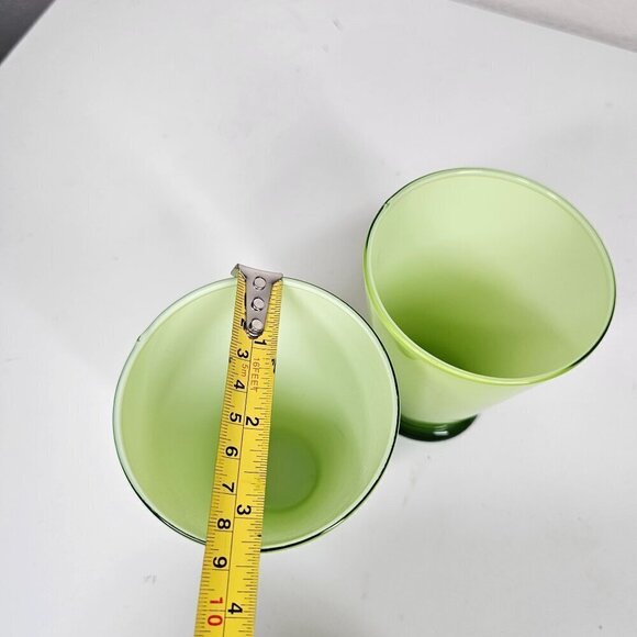 Retro Vintage Green Handblown Glass Tumblers, Set Of 2 - 5" Height - Picture 6 of 7